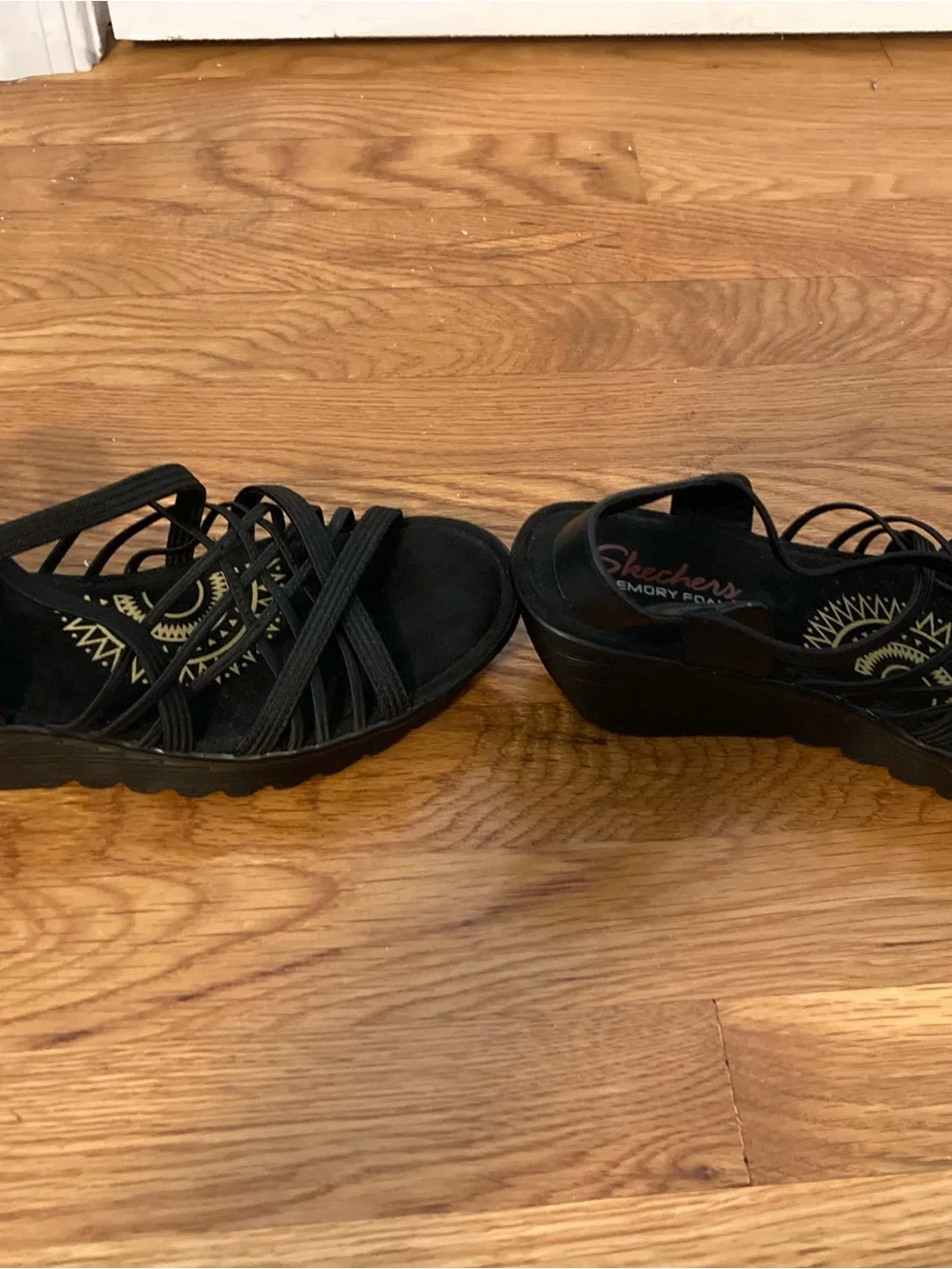 Skechers black strappy
