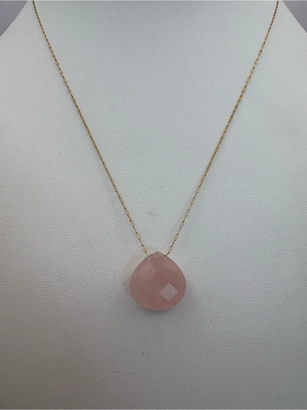 Rose Quartz Teardrop Necklace