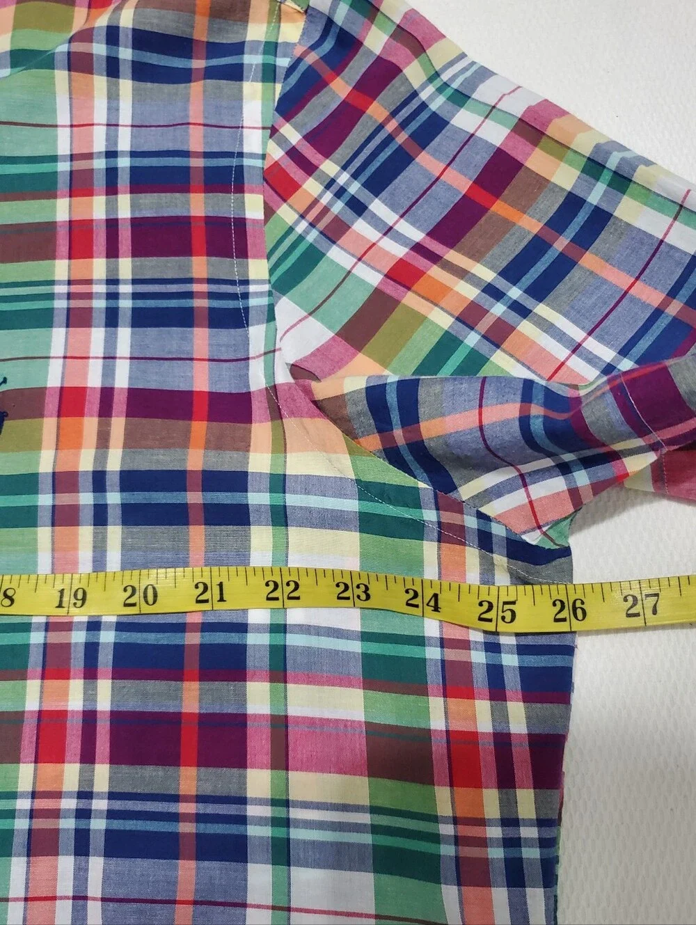 Ralph Lauren Indian Madras Short Sleeve Button Down Shirt Mens XL