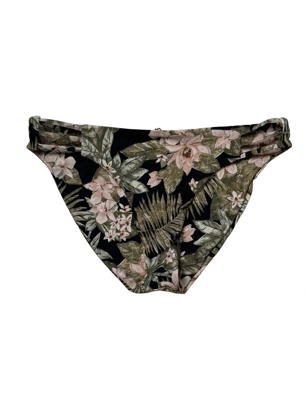 Volcom Floral Bikini Bottoms in Black and Olive full coverage Size Small NWT