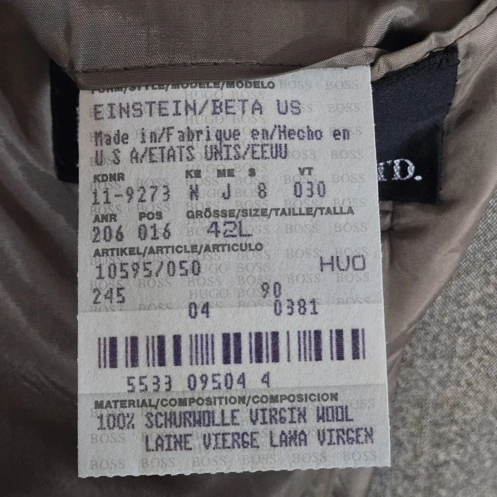 Hugo Boss Einstein Beta 42L Suit‎ 100% Virgin Wool Beige 3 Button Blazer Pants