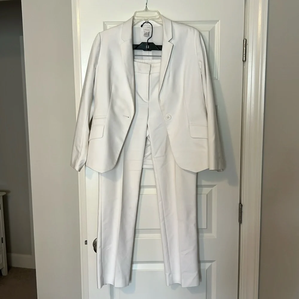 White two piece pant suit