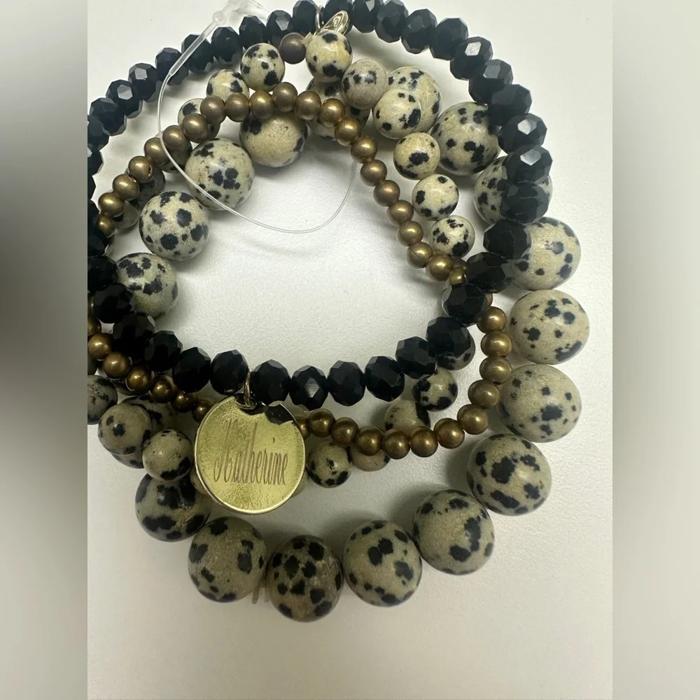 Marley Lilly Black and Gold Beaded Bracelet Set - NWT