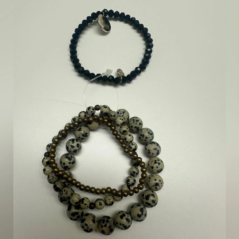 Marley Lilly Black and Gold Beaded Bracelet Set - NWT