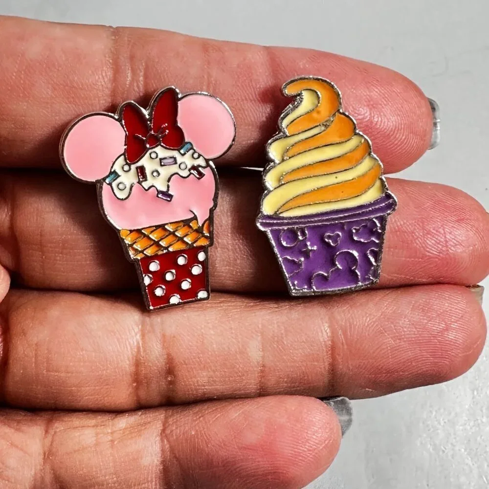 Minnie Mouse Ice Cream Lapel Pin Soft Serve Cup Accessories Jewelry Brooch Pin