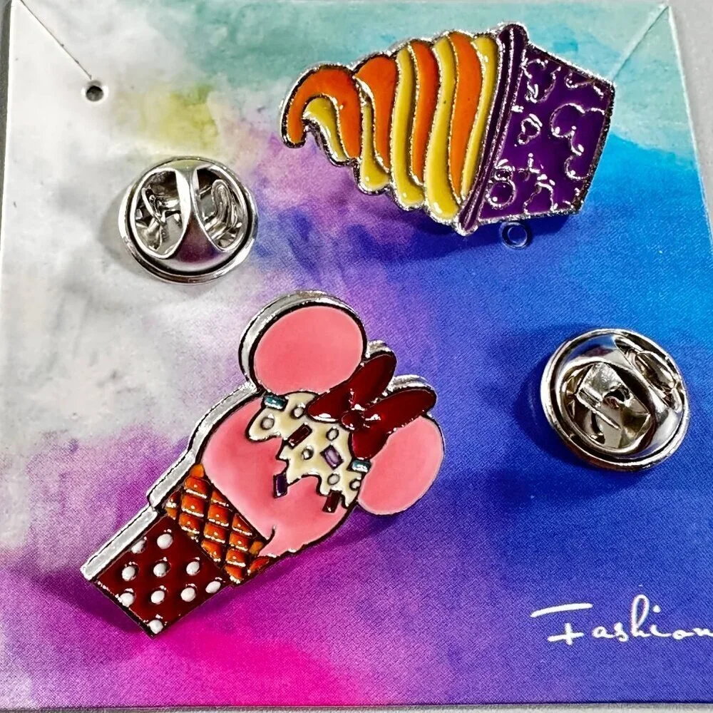 Minnie Mouse Ice Cream Lapel Pin Soft Serve Cup Accessories Jewelry Brooch Pin