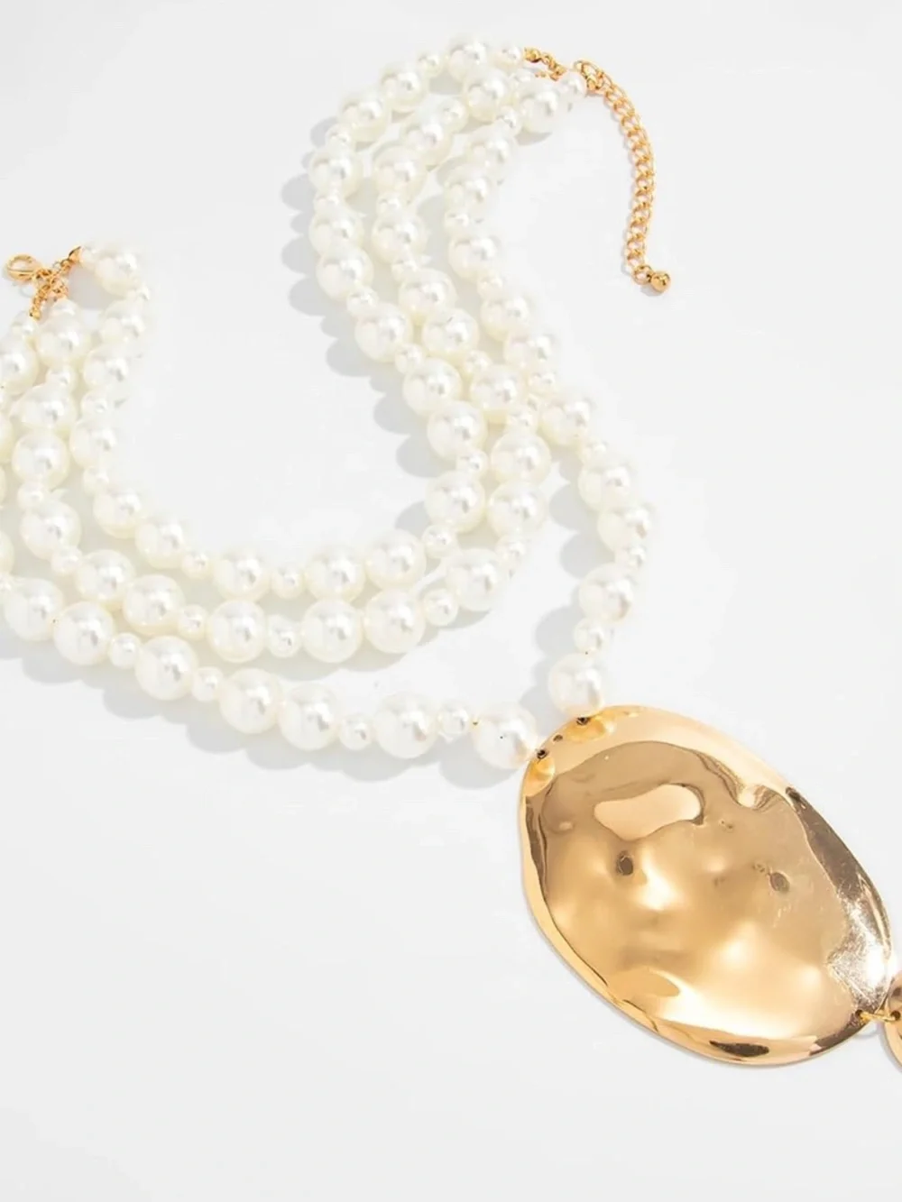 Gold Statement Pear Long Necklace