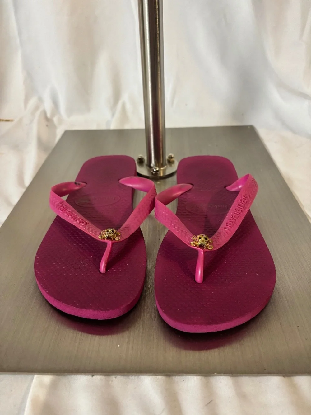 Pink Flip Flops with Skull Detail