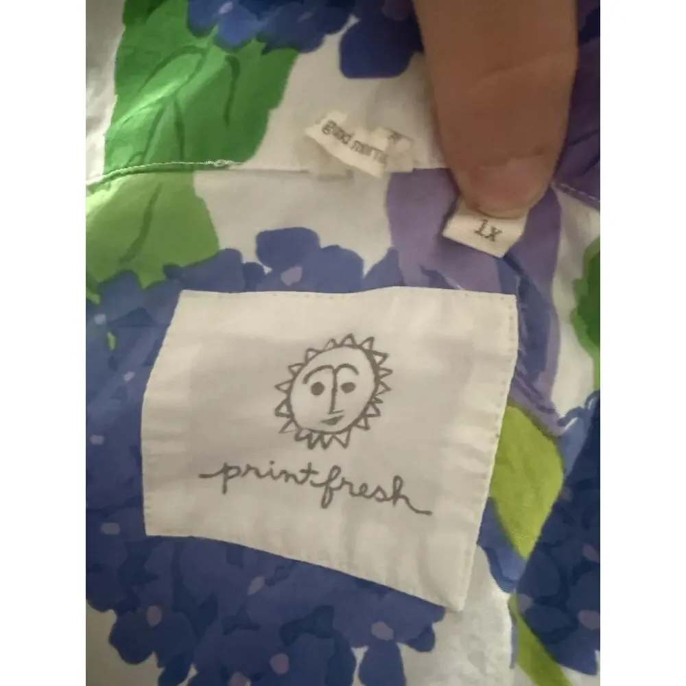 Printfresh Hydrangea Frog Pajama Short Set Green Piping Whimsical Cottagecore 1X