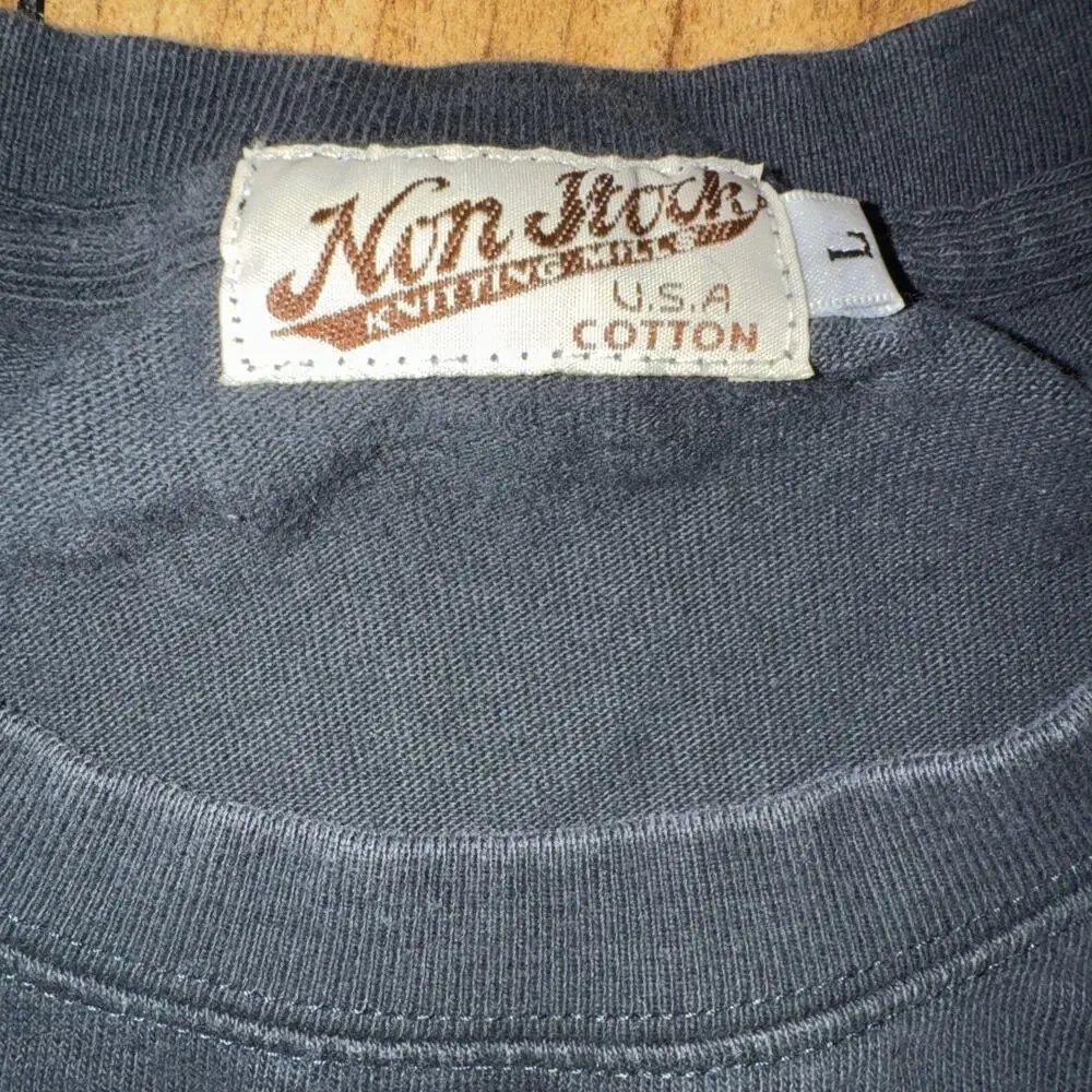 Non Stock Knitting Mills T-Shirt Men’s L Black Wash Made in USA Workwear 20x26
