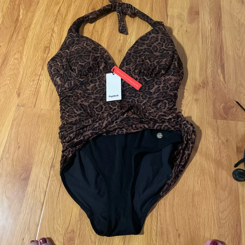 Popilush Animal Print Halter Swimsuit