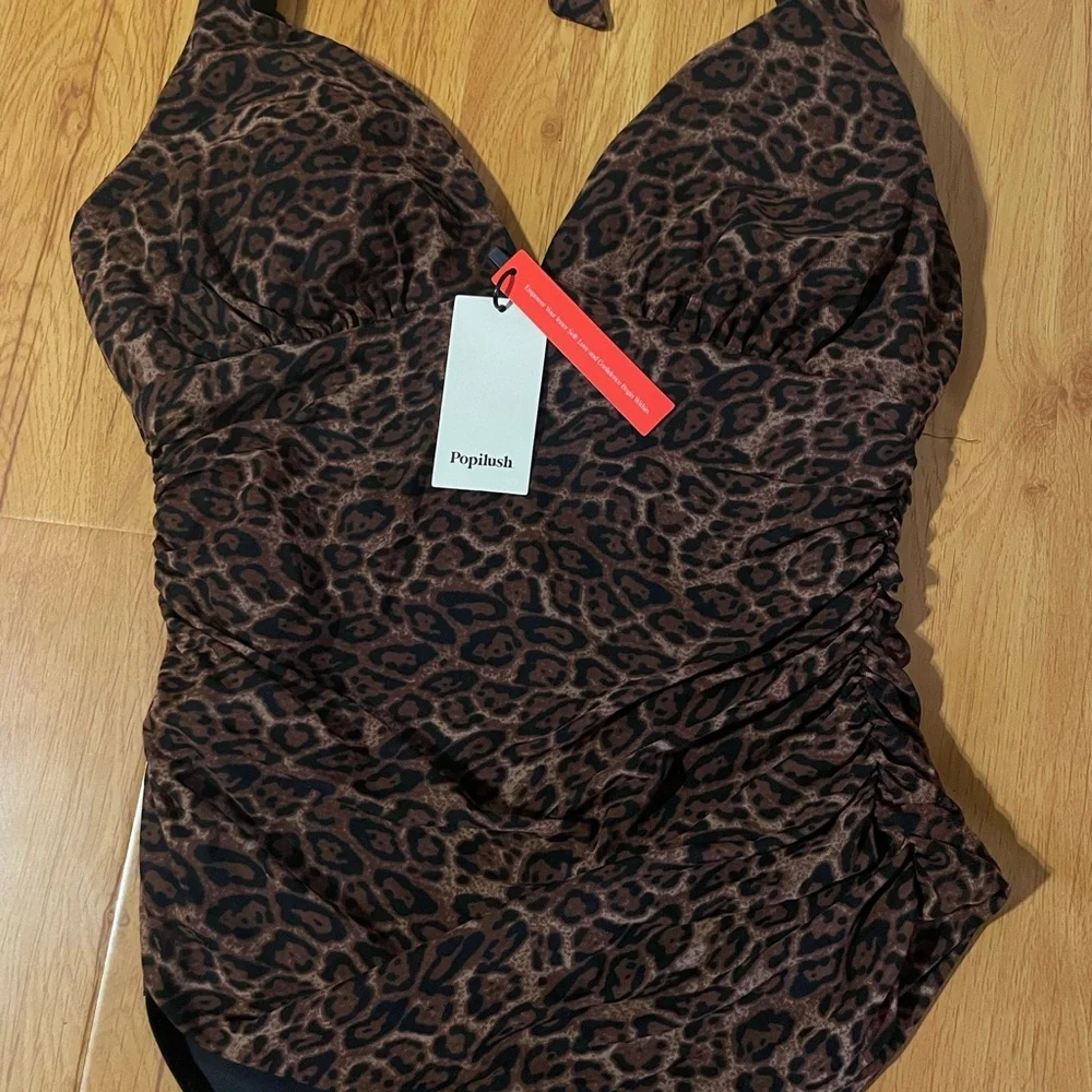 Popilush Animal Print Halter Swimsuit