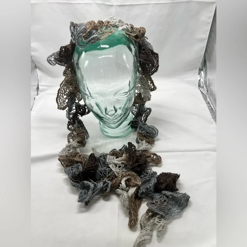Handmade Crochet Scarf in Earth Tones