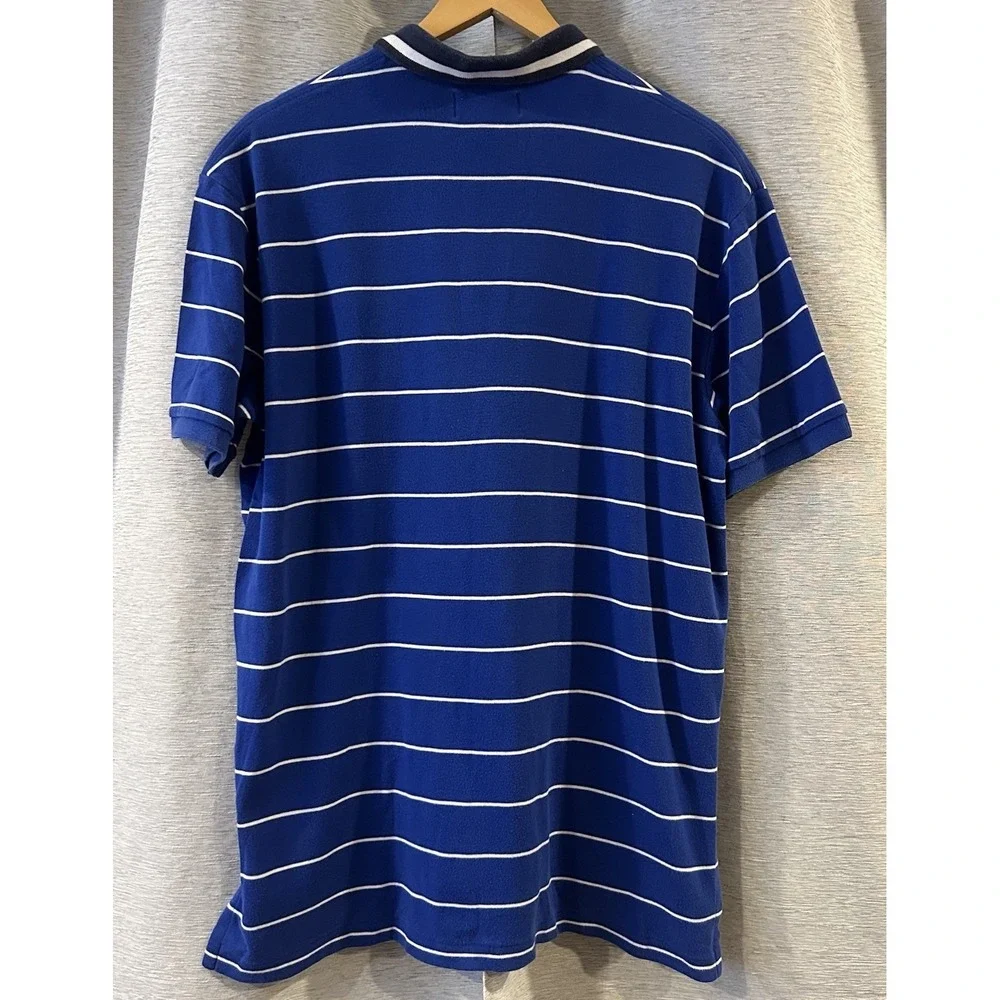 Polo Golf Ralph Lauren Polo‎ Shirt Mens Large Blue White Striped Athletic Rugby