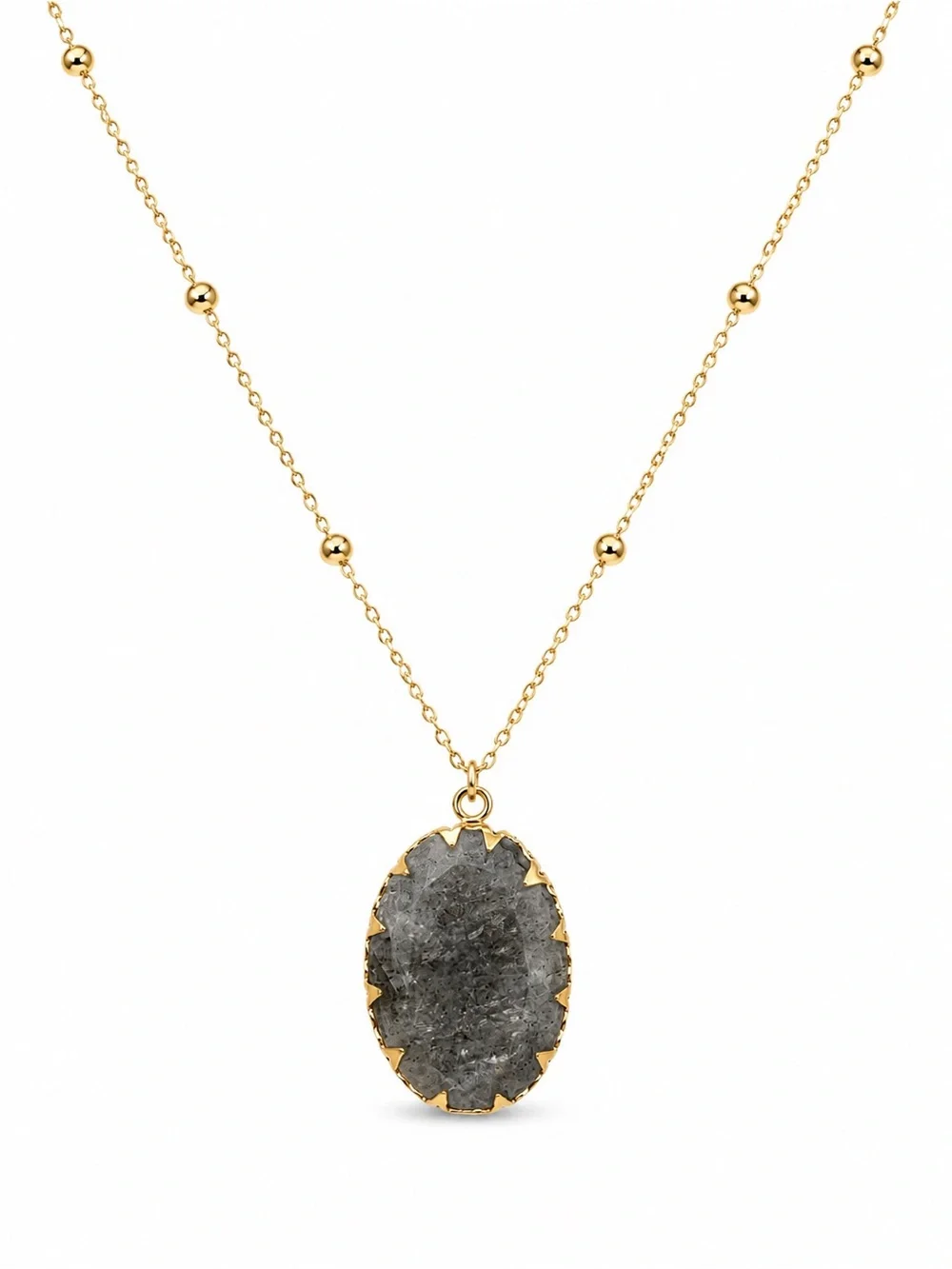 Labradorite Oval Beaded Necklace