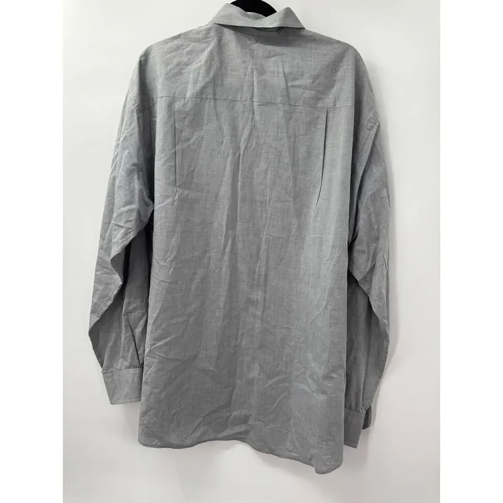 Ermenegildo Zegna Dress Shirt Mens Size 44 Long Sleeve Cotton‎ Gray Button Down