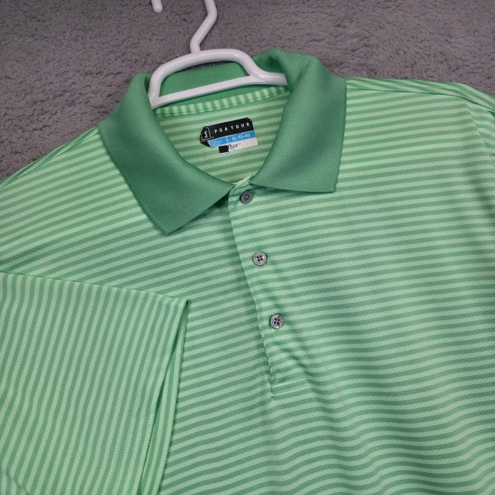 Under Armour Golf Polo Shirt Mens XL Orange Green Striped Stretch Sports Outdoor