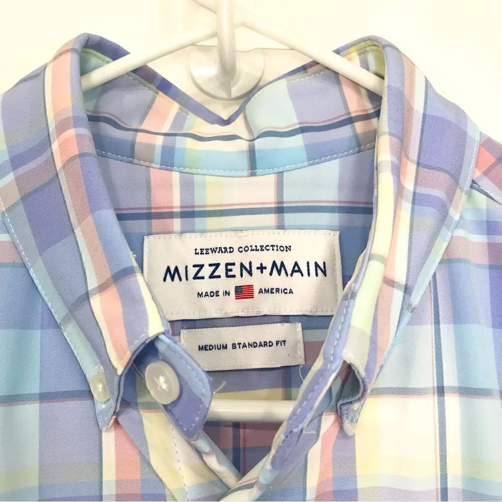 Mizzen + Main Leeward Collection Pastel Plaid Standard Fit Button Down Shirt
