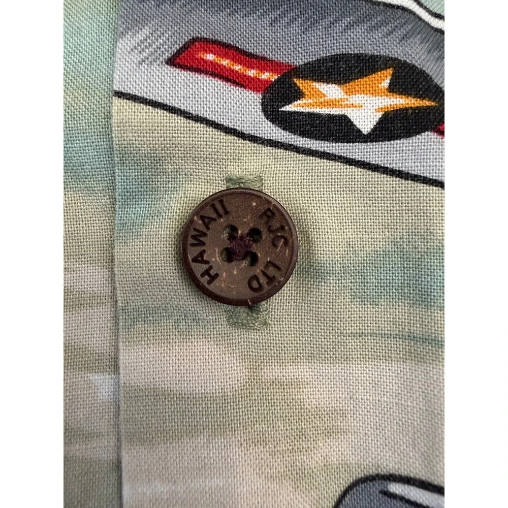 VTG Kalaheo Hawaiian Shirt Men S WWII Bomber Plane Aviation Aloha Military USA‎