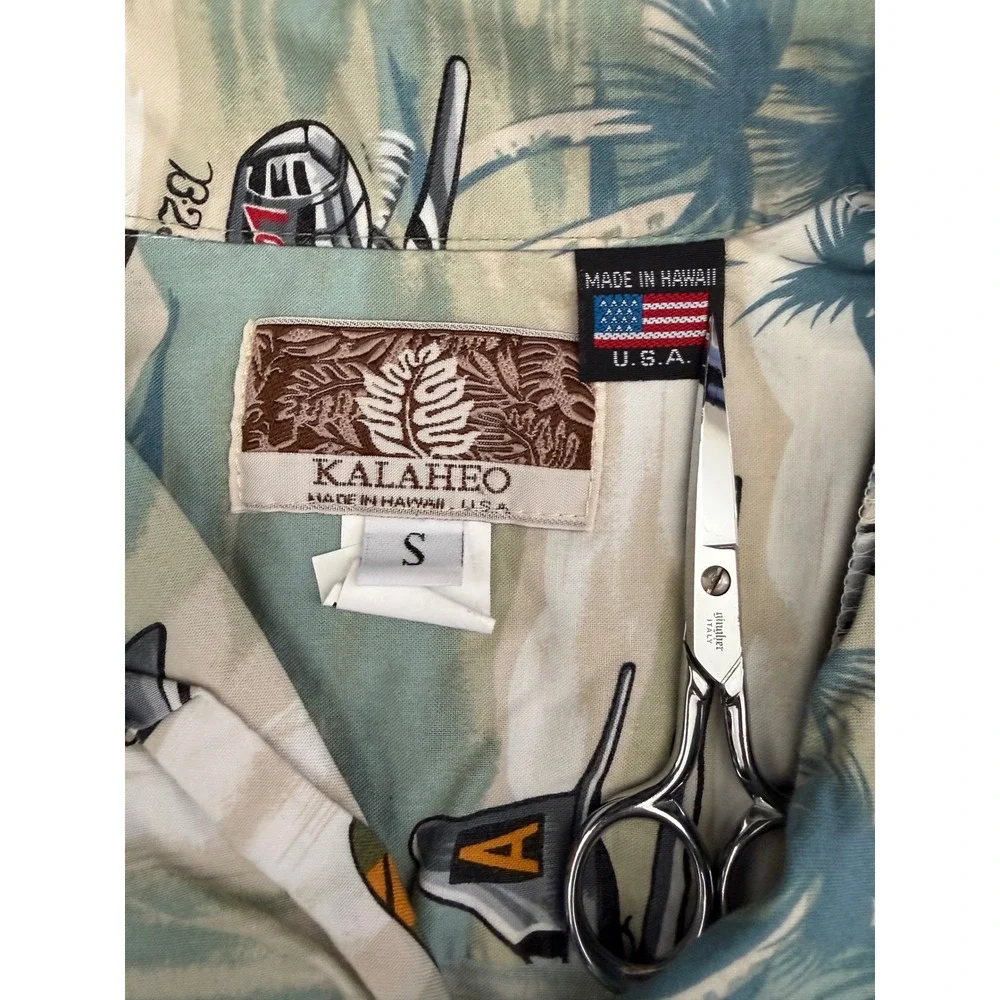 VTG Kalaheo Hawaiian Shirt Men S WWII Bomber Plane Aviation Aloha Military USA‎