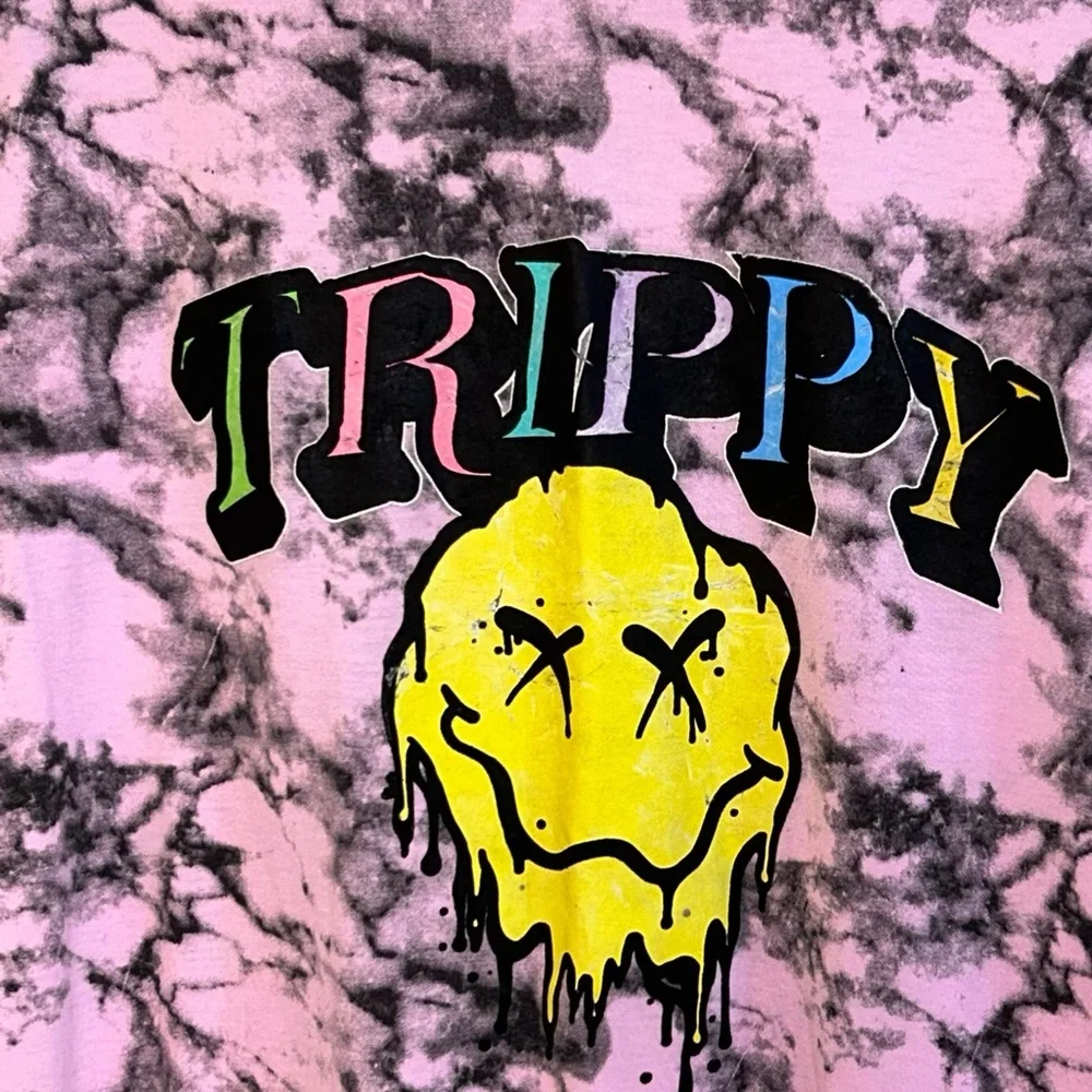Men’s LAUNDER Trippy Pink Groovy Tie Dye Long Sleeve T-Shirt Vintage‎ Sz M