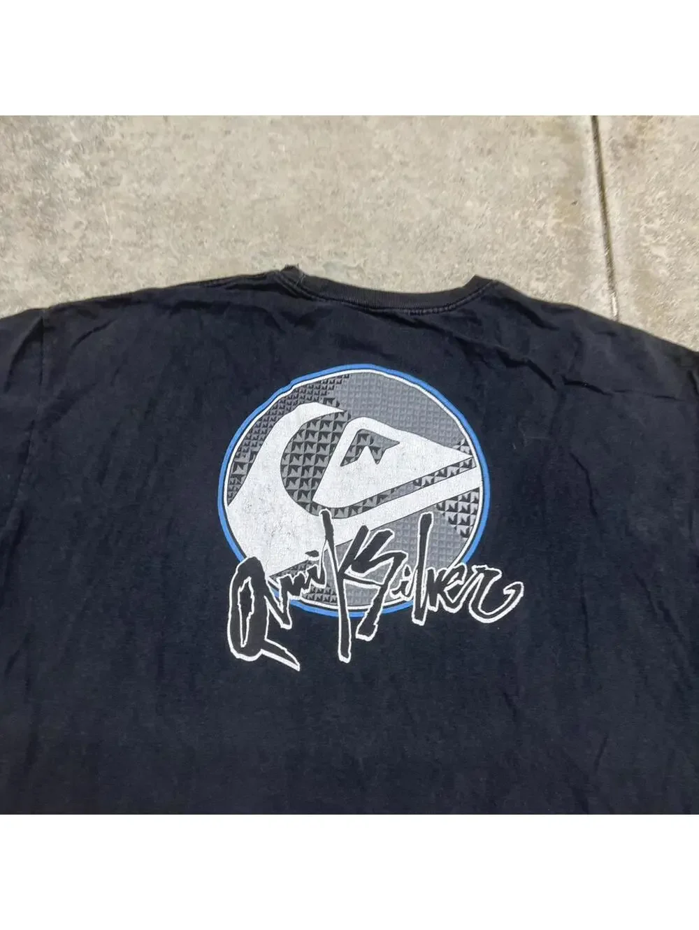 vintage quiksilver faded black big logo skate surf brand shirt size xl