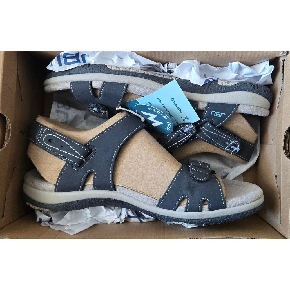 JBU Stephie Vegan Wide Width Navy Blue Sport Sandals B6STE73W Womens 7.5W