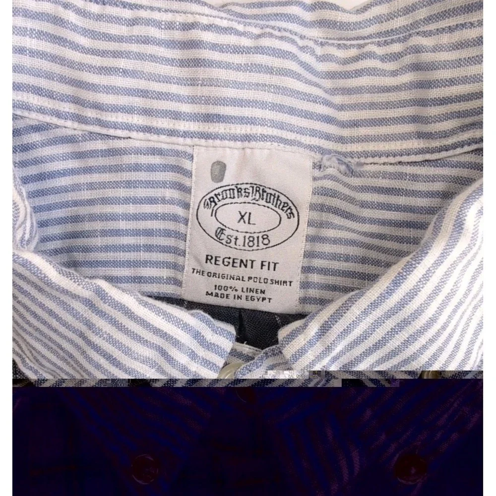Brooks Brothers Fun Shirt Mens XL Baird McNutt Linen Patchwork Plaid Stripe