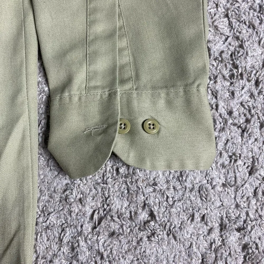 Dickies Work Shirt Mens Medium Long Sleeve Industrial Button Up Khaki Tan Chore