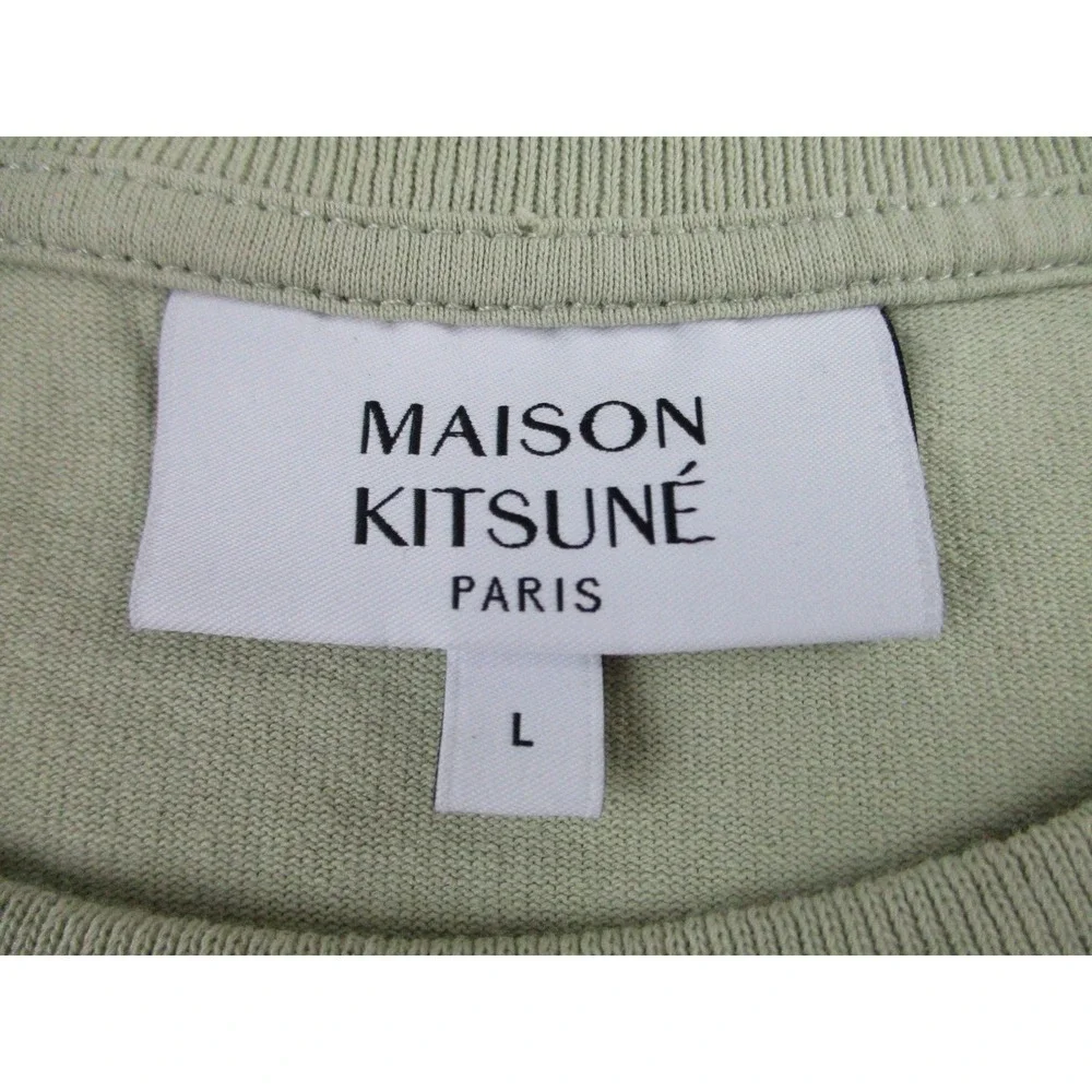 Maison Kitsune Shirt Mens Large Green Fox Head‎ Embroidery Casual Portugal Tee