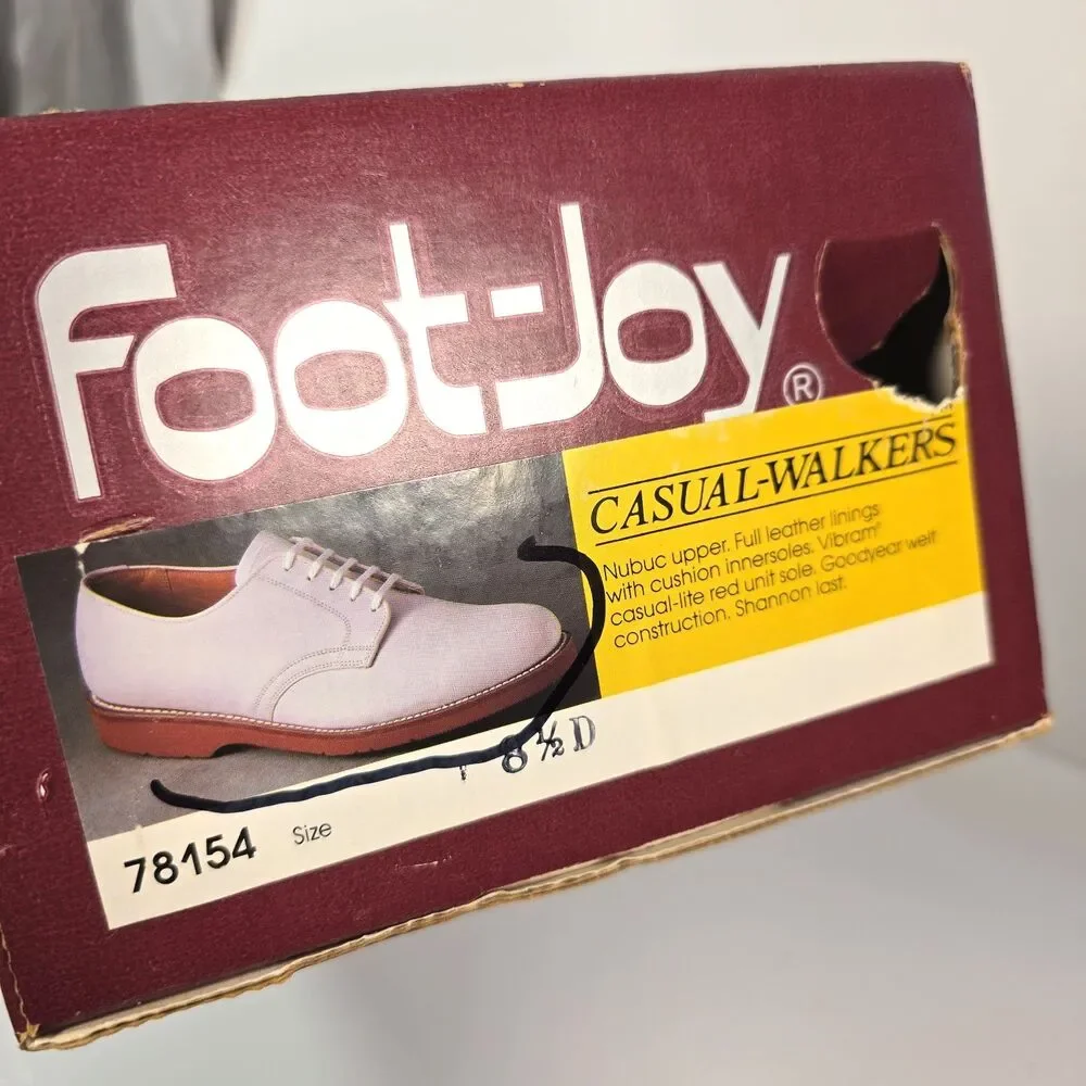 FootJoy Casual Walkers Men's 8.5 D White Nubuck Shoes Made USA Vibram Sole 78154