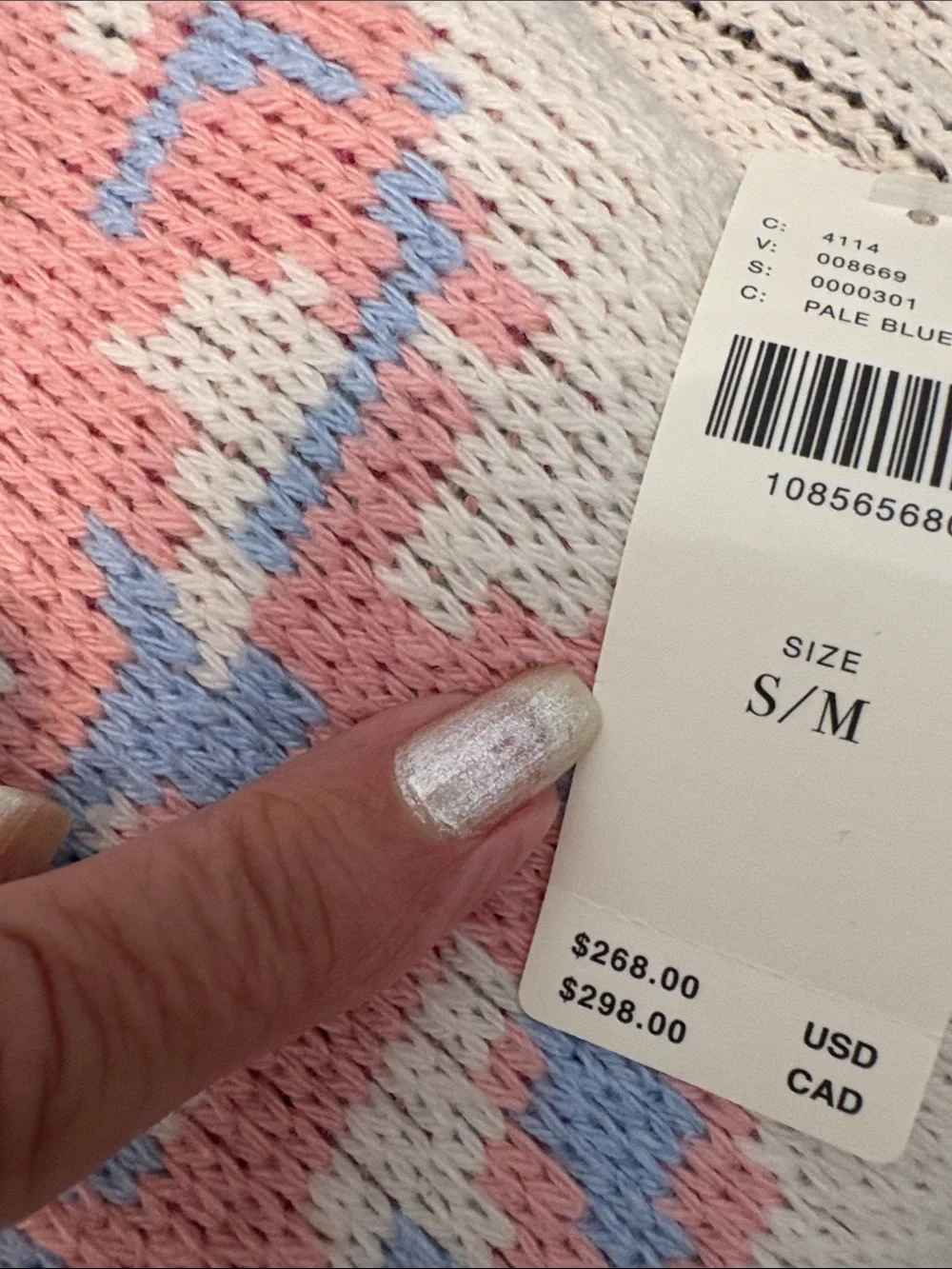 Floral Patchwork Button-Front Cardigan Sweater - Light Blue / Cream