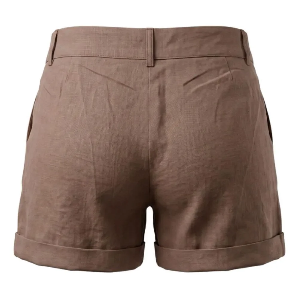 Bar III Fossil Brown Cuffed Tailored Shorts (Size XL)