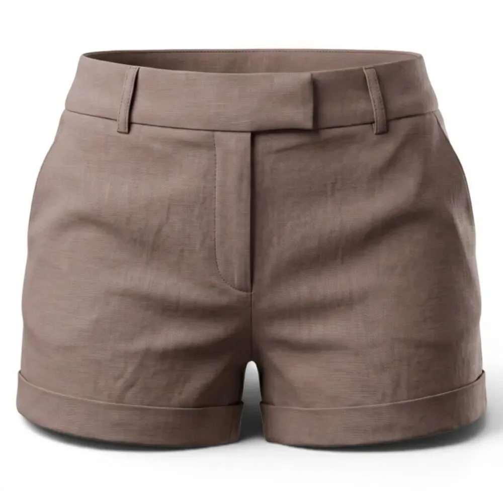 Bar III Fossil Brown Cuffed Tailored Shorts (Size XL)
