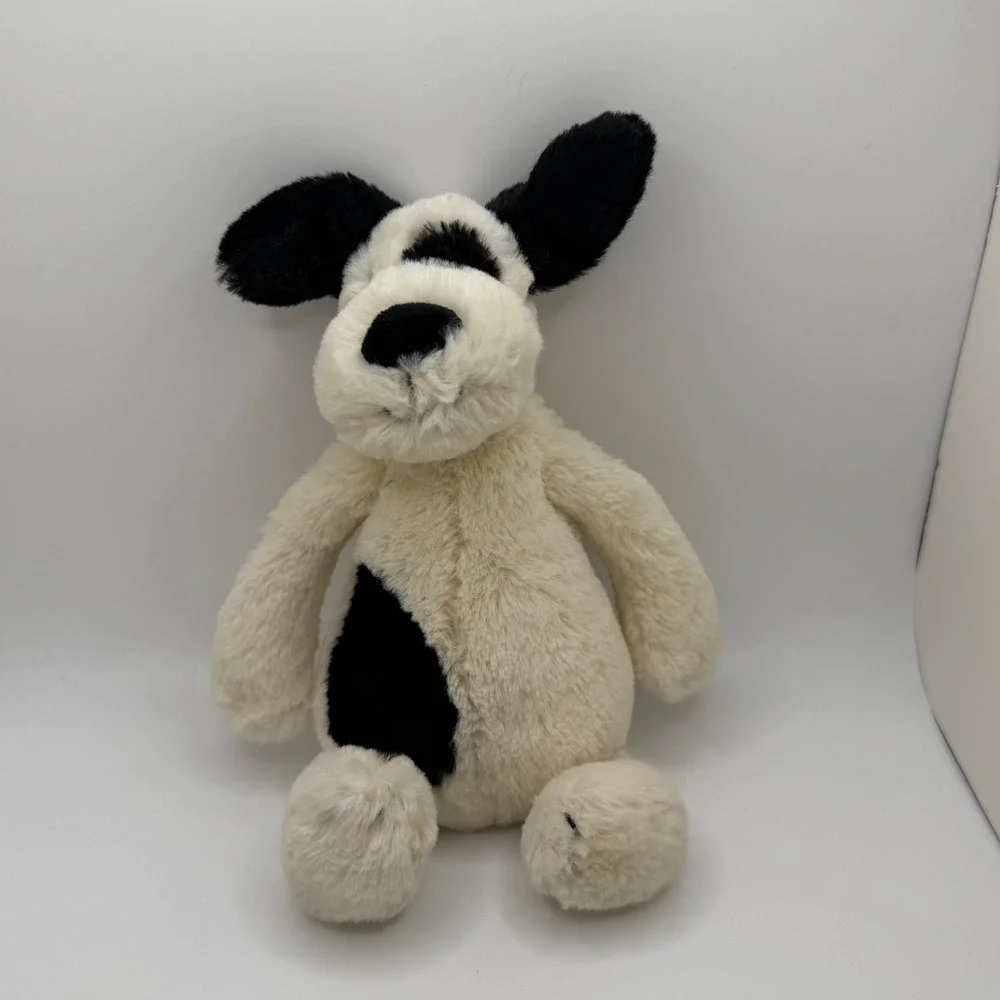Jellycat London Bashful Puppy Dog Plush Cream Black Spotted Stuffed Animal 8