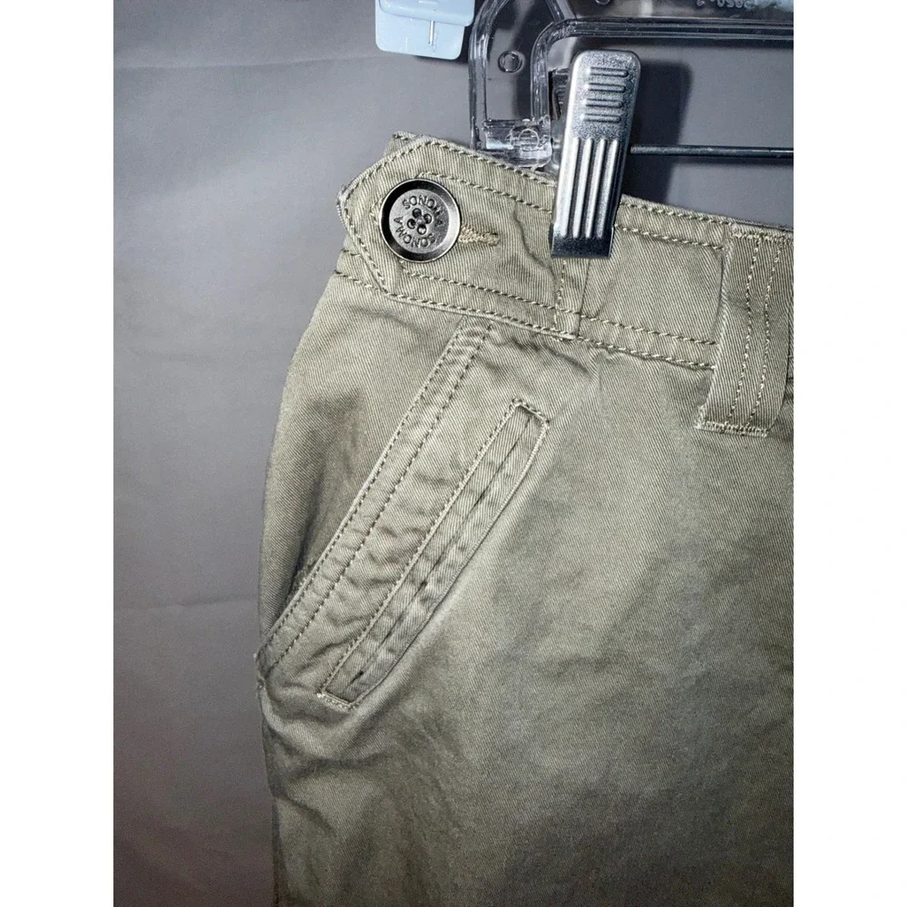 Sonoma Life Style Women 12P Olive Green Cargo Capri Pants Floral Cotton