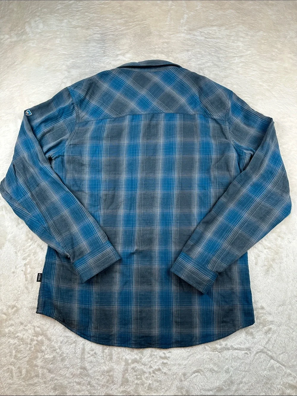 Kohl Response Shirt Mens Medium Blue Gray Plaid Long Sleeve Button Up Style 7204