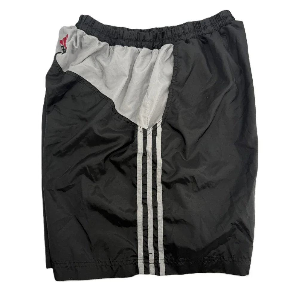 Adidas Swim Short Trunks Mens XL Black Gray Vintage 3-Stripe Mesh Lined
