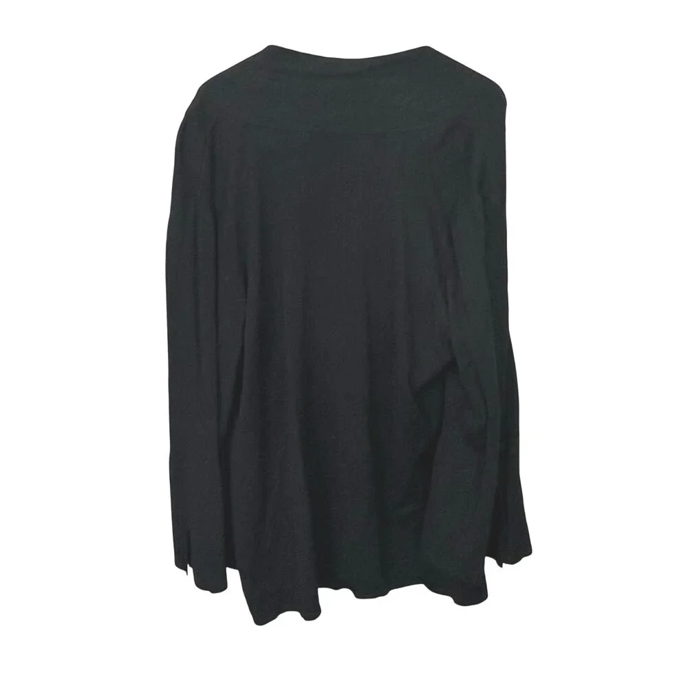 Bohemian Floral Embroidered Roses Open Cardigan Size 2X Black Bell Sleeves Fever