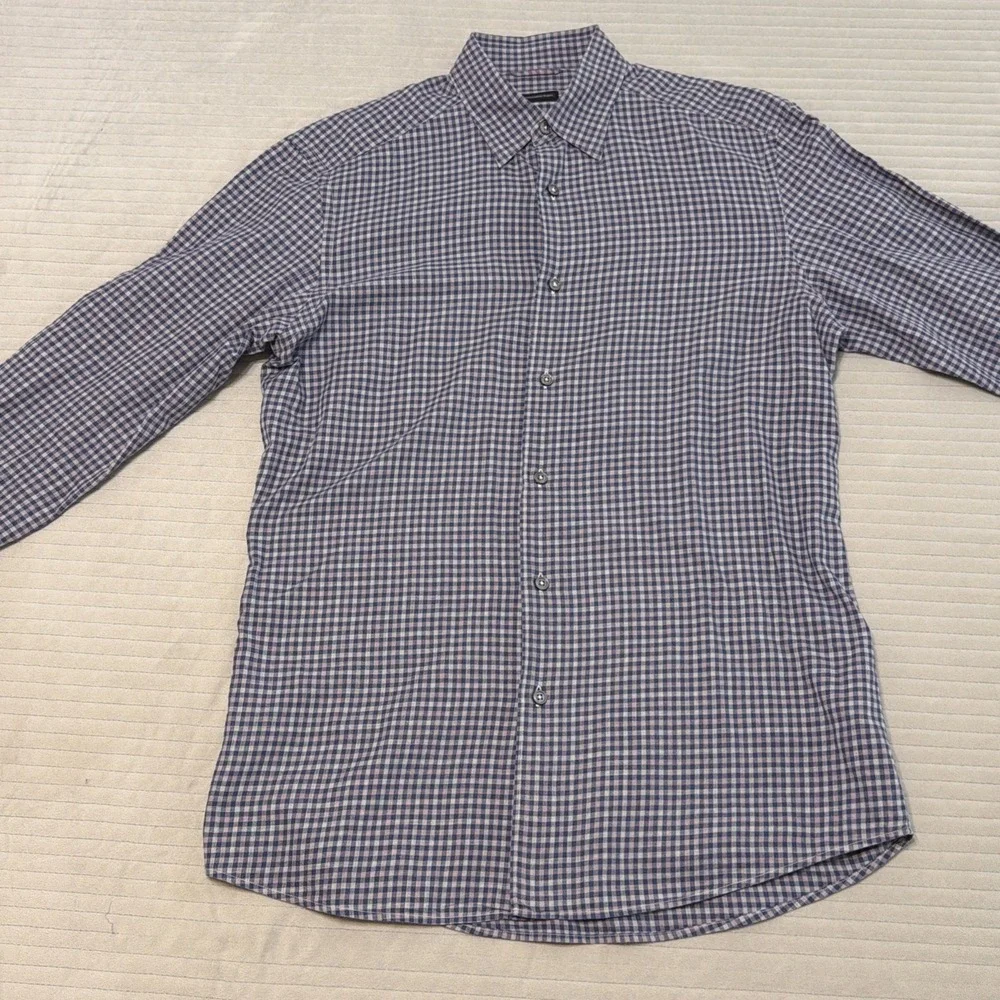 Ermenegildo Zegna Purple Plaid Long Sleeve Button Down Dress Shirt Men's Size M