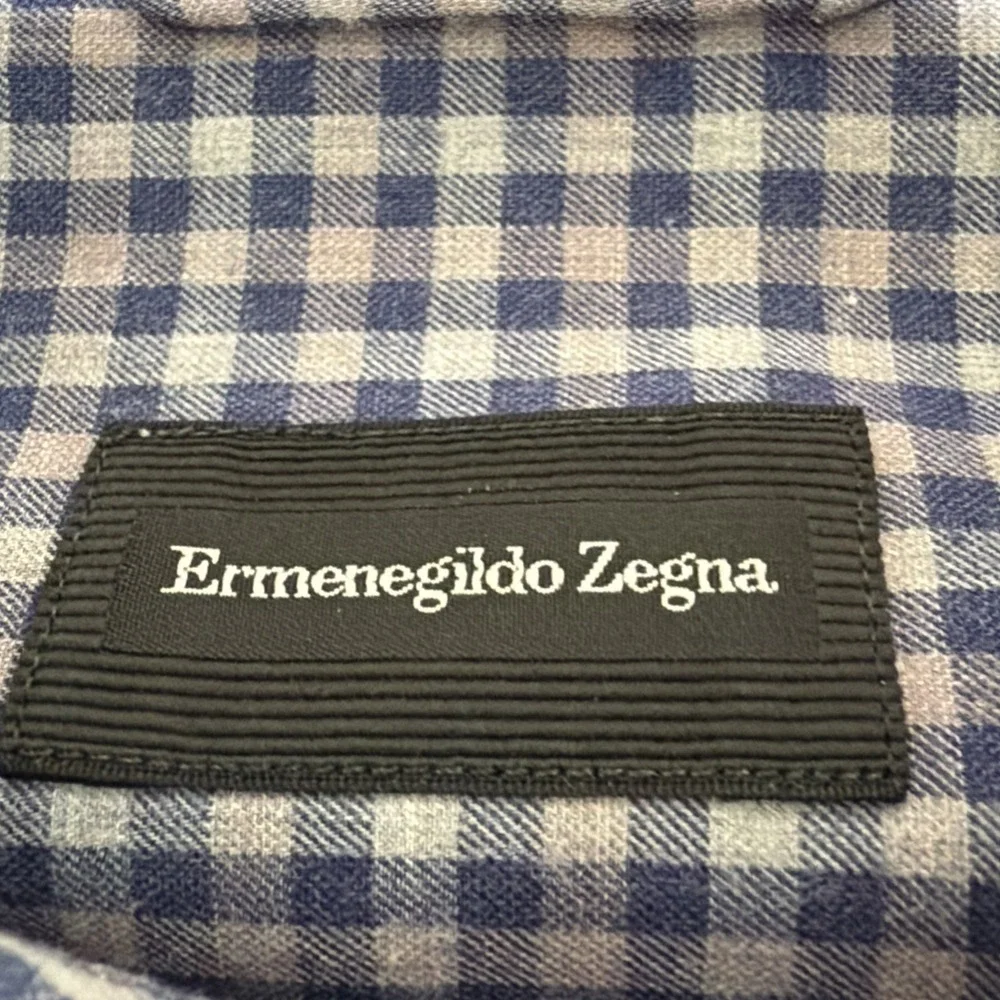 Ermenegildo Zegna Purple Plaid Long Sleeve Button Down Dress Shirt Men's Size M