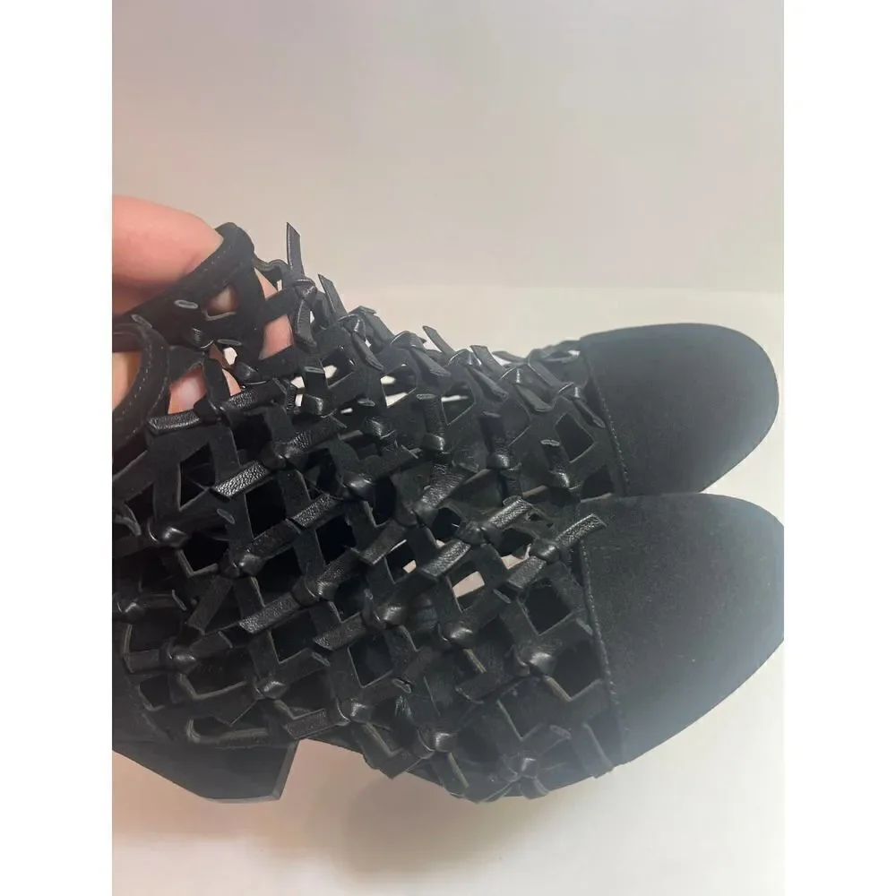 Cecelia New York Nessa Leather Knotted Bows Ankle Boots Black Sz. 6