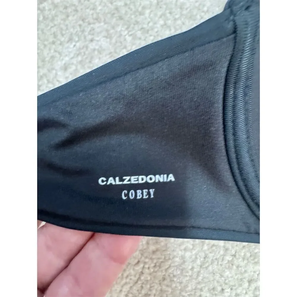 NWT Calzedonia  Women's Black Bikini Set L Padded Top Adjustable Straps