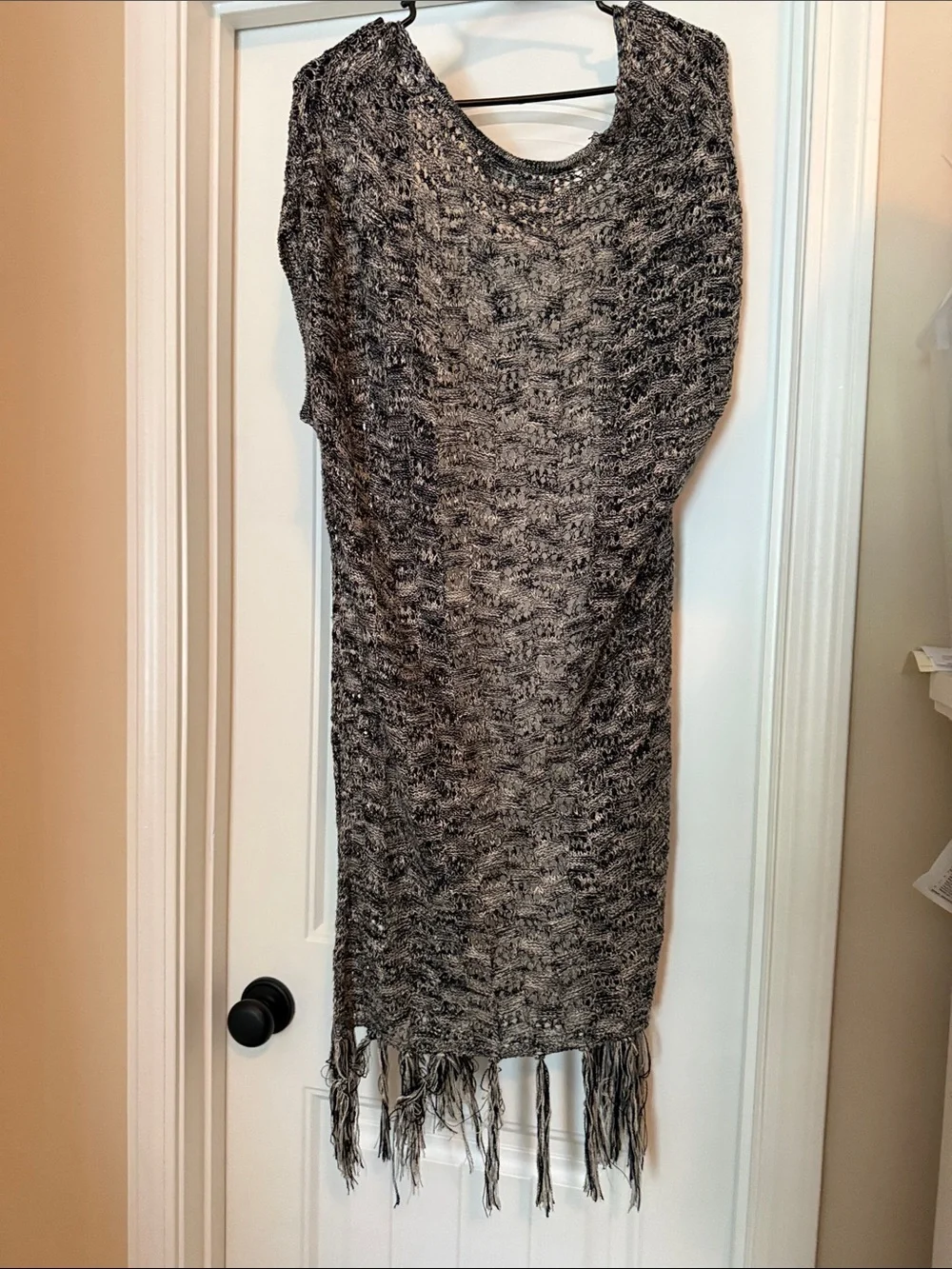 Maurices Gray Marled Knit Fringe Sweater Vest