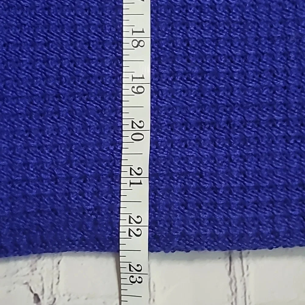 Chico's Woolen 3/4 Sleeve Royal Blue Wool Blend  Granny Cardigan Sweater