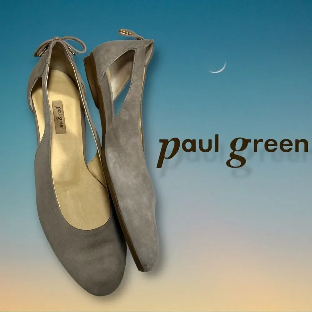 Paul Green Maureen Rosewood Suede Cutout Flats W/Back Bow Sz 3/5.5,  Gorgeous!