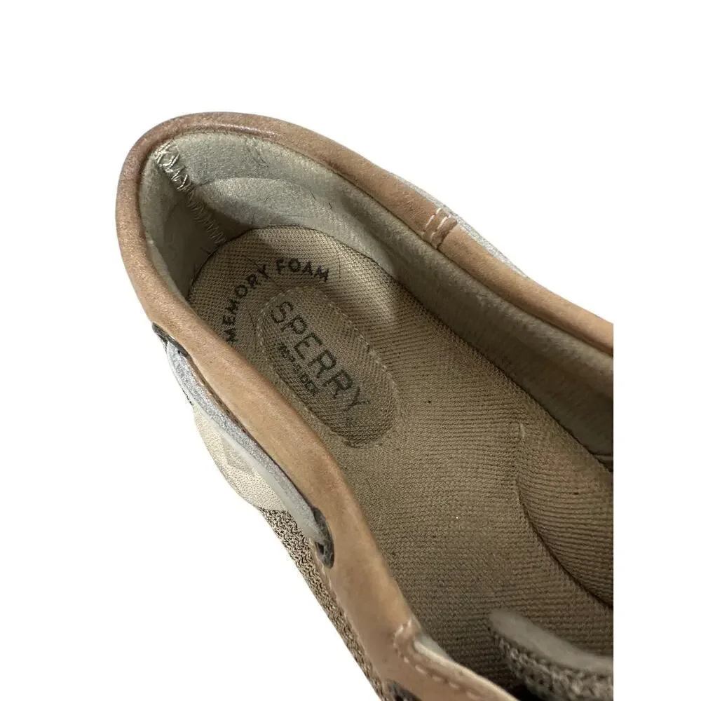 Sperry Size 8.5 Womens Tan Brown Leather Boat Shoes Preppy Loafer Well Worn Dirt
