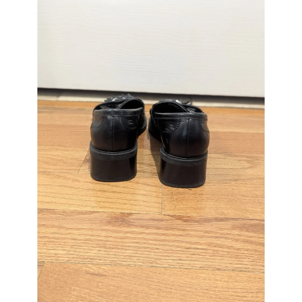 Quiet Luxury Steve Madden Annabeth Leather Tassel Loafers Black 8.5M