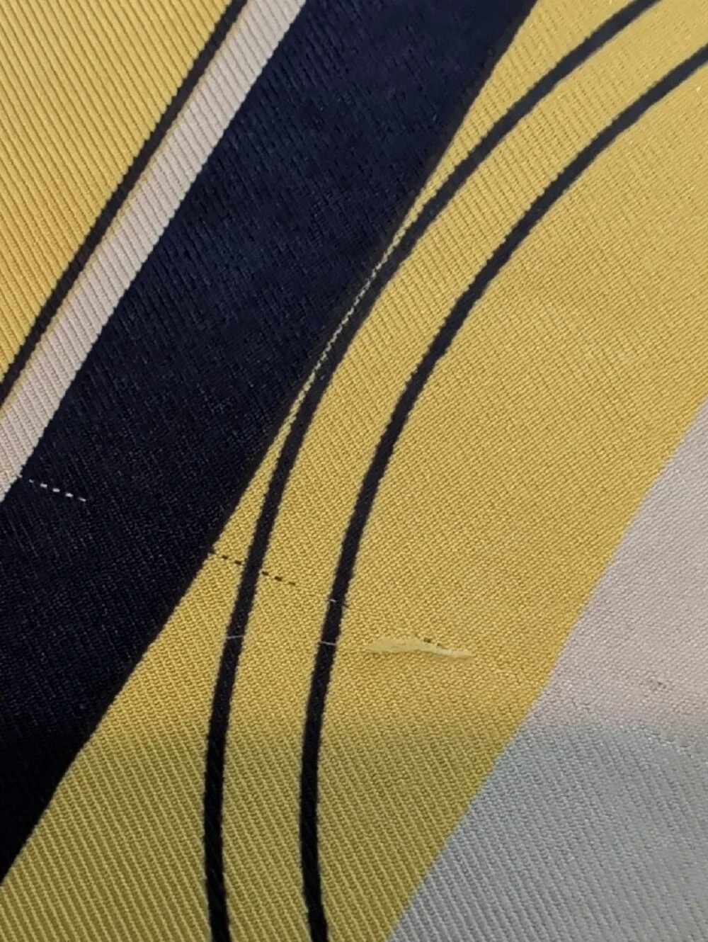 Hermes Yellow and Navy Silk Scarf