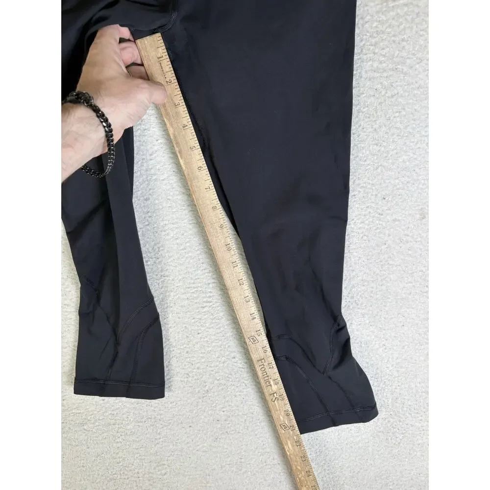 Lululemon Run Inspire Crop II Leggings Womens 6 Black Colorblock Waistband